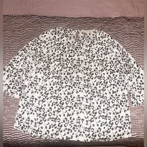 LOFT Plus Animal Print 3/4 Sleeve Blouse